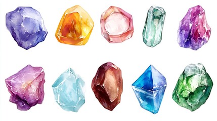 Beautiful Topaz Gemstone Displayed on a White Backdrop Or blue and pink crystal