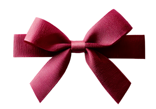 Elegant maroon ribbon bow isolated on white background isolated on transparent background PNG