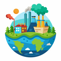 Drawing showing the damage environmental pollution causes to our world's natural life