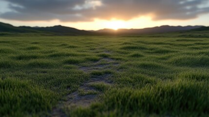 Sunset over a grassy meadow (1)