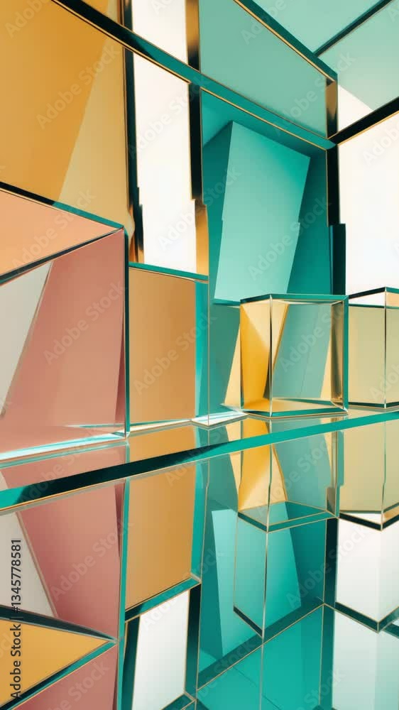 Aufkleber a colorful building with a reflection of it in a glass window. the reflection is in a different colo