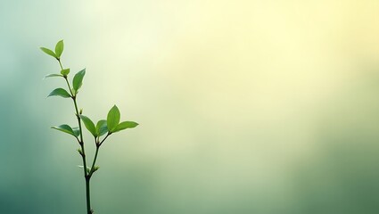 A slender sprout reaching upwards against a soft, gradient backdrop