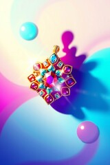 Colorful gemstone pendant with vibrant background