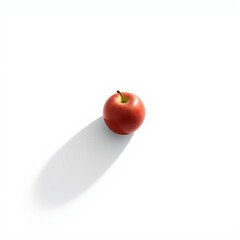 Fresh red apple on white background with soft shadow highlighting its shape and color