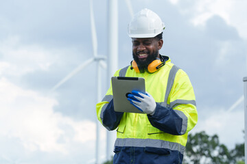 Engineering is checking the operation of the wind turbine.