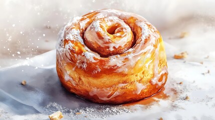 Obraz premium Sweet cinnamon bun roll swirl isolated over the white background cinnamon
