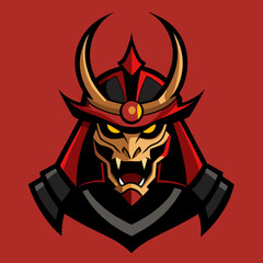 Samurai Helmet with Dragon Head – Epic Warrior Armor Vector Illustration