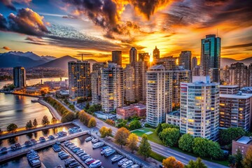 Fototapeta premium Vancouver BC Skyline: Documentary Photography of Urban Landscape
