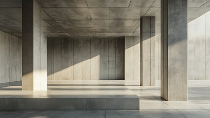 Sunlit Concrete Architecture: Minimalist Interior Design