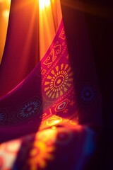 Colorful light through fabric patterns