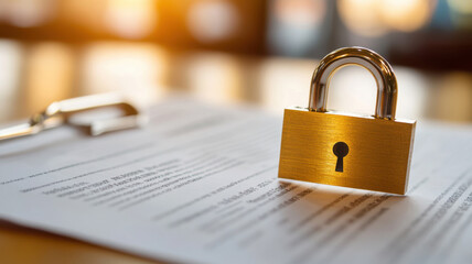 Naklejka premium Secure lock and key on a keyboard for protection