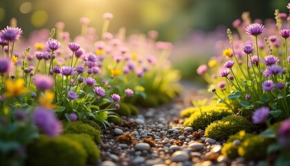 Obraz premium Lush Meadow Border_ A Vibrant Edge Of Wildflower