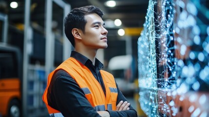 A green supply chain specialist analyzes delivery routes to enhance sustainability and efficiency in logistics