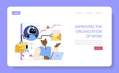AI Assistant For Work. Flat Vector Illustration
