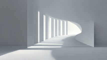 Obraz premium Modern, minimalist architectural hallway. Empty, light-filled space