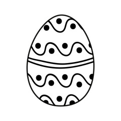 Decorative egg with wavy lines and dots ready for coloring during Easter festivities in springtime