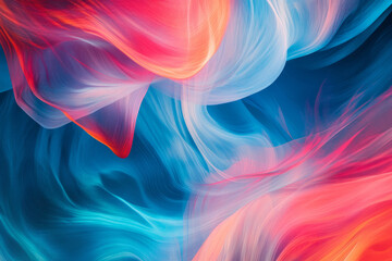 Fototapeta premium A mesmerizing, colorful abstract background featuring high-contrast, gradient streaks. The flowing, energetic lines in neon blue, fiery red, and soft coral create a dynamic, modern, and visually