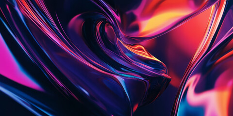 A high-energy, colorful abstract background with swirling ribbons of neon light. The vibrant strands twist and loop, creating a dynamic dance of colors that radiate futuristic intensity and motion.