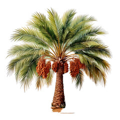 Watercolor palm tree isolated on Transparent Background