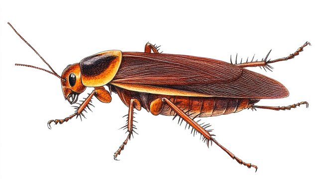 Asian Cockroach on White Background