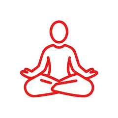 Minimalist line art of a person meditating peacefully on a white background for wellness concept