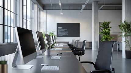 Modern Office Workspace: Sleek Design and Productivity