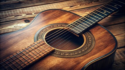 Fototapeta premium Vintage Acoustic Guitar Design: Close-up Detail Shot