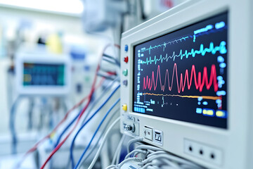 Medical monitor showing vital signs in operating room