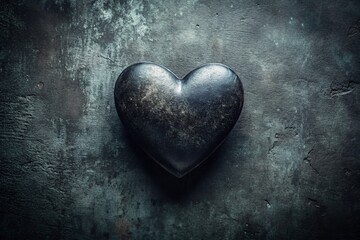 Obraz premium Vintage Black Heart Background: Grunge Texture and Dark Romantic Aesthetic Stock Photo