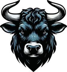 head bull vector colored ilustration on tranparant background.png