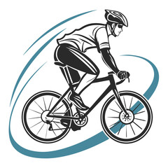 Fototapeta premium Cyclist in motion outline illustration on a white background for fitness concept