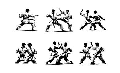 Obraz premium Karate Fight brush stroke art illustration