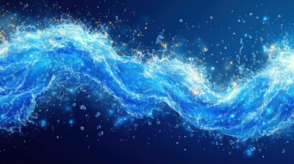 Crystal Clear Water Flowing Energy Wave Splash