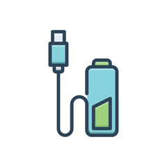 Color illustration icon for usb charging