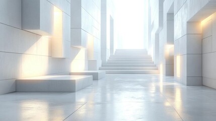 Obraz premium Modern Minimalist White Architecture Interior Design