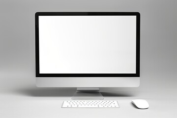 Ultra Hd Image of a White Computer Monitor with a White Mouse on it