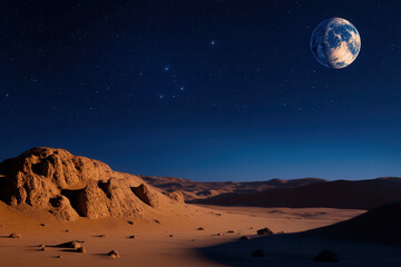 Exploring celestial wonders earth from mars digital art surreal environment night viewpoint