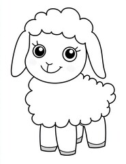 Fototapeta premium Playful Lamb: A charming illustration of a lamb in black and white. The lamb is depicted with fluffy wool and a friendly expression.