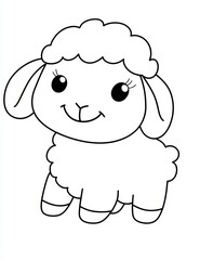 Obraz premium Smiling Lamb Cartoon: A charming cartoon illustration of a smiling lamb, its fluffy wool and adorable features conveying warmth and innocence.