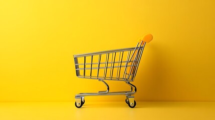 A Bright and Stylish Representation of an Isolated Empty Shopping Cart for Online Sales Promotions in a Vector Illustration Style