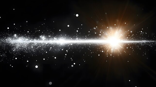 Inspiring Radiant White Flash Erupting with Stunning Lens Flare on Pure Black Backdrop