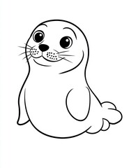 Fototapeta premium Adorable Cartoon Seal: A cute cartoon seal with a playful expression, drawn in a simple yet captivating style, embodies the charm and wonder of marine wildlife.