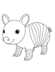 Fototapeta premium Cute Armadillo Outline: This charming, outline illustration of an armadillo ready for coloring, is a perfect artistic rendering showcasing the unique features of the animal.