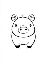Fototapeta premium Cute Pig Cartoon: Adorable cartoon pig with big eyes and small snout perfect for children's books, illustrations, and other creative projects. The cartoon pig is cute and playful.