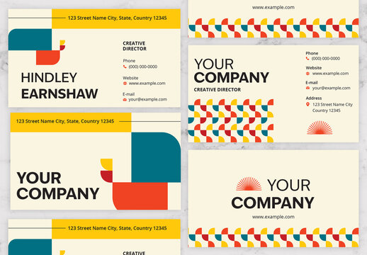 Blue And Yellow Business Card