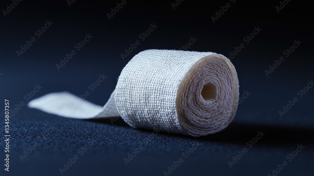 Aufkleber A simple and clean scene with a roll of white cloth placed on top of a table, ready for use