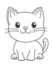 Naklejka premium Whiskered Delight: A charming illustration of a sweet and adorable kitten, featuring an outline, perfect for coloring or creative projects.