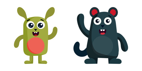 Funny cartoon monster character. Kids cartoon character design for poster, baby products logo and packaging design.