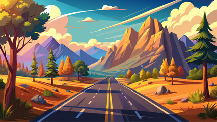 Beautiful open road in majestic natural landscape © ehsanollah