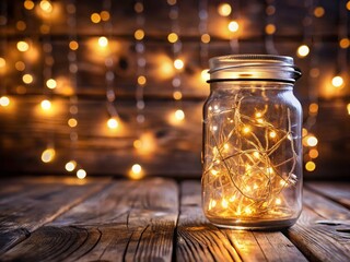 Warm String Lights in Mason Jar, Rustic Decor, Cozy Home, Night Photography